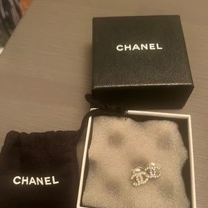 Authentic Chanel cc stud earrings